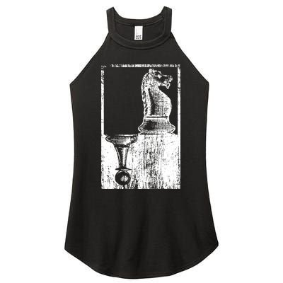 Vintage Pawn And Knight Shadow Chess Women's Perfect Tri Rocker Tank