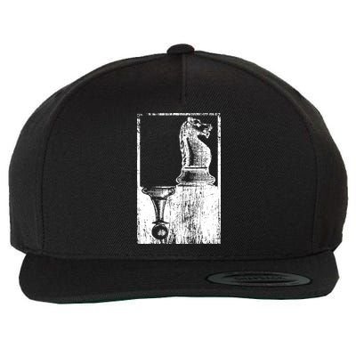 Vintage Pawn And Knight Shadow Chess Wool Snapback Cap