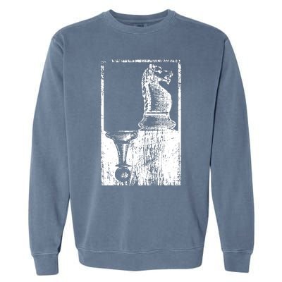 Vintage Pawn And Knight Shadow Chess Garment-Dyed Sweatshirt