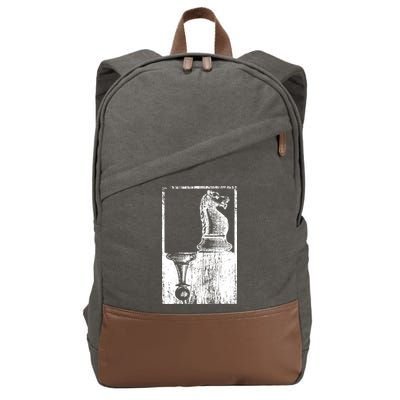 Vintage Pawn And Knight Shadow Chess Cotton Canvas Backpack