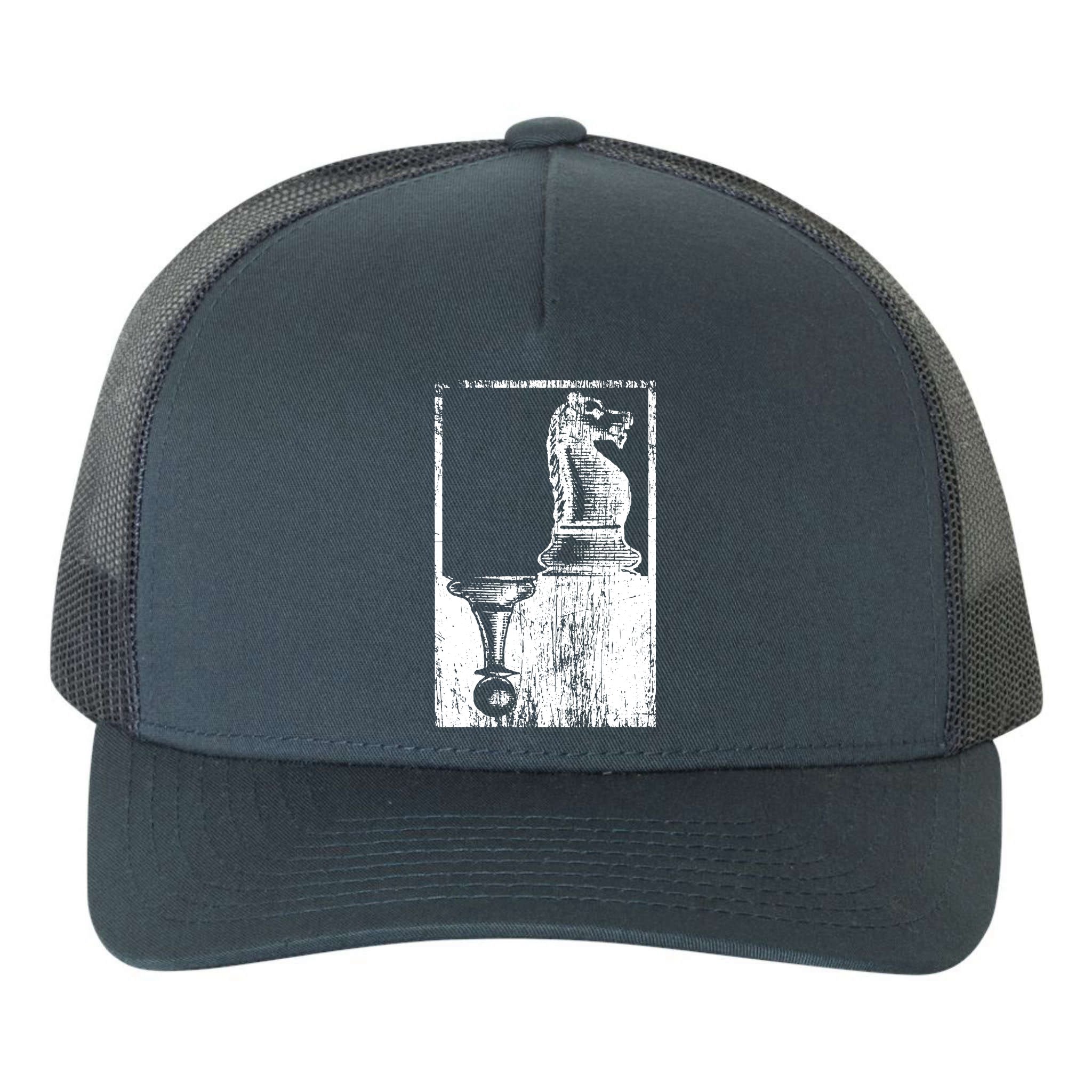 Vintage Pawn And Knight Shadow Chess Yupoong Adult 5-Panel Trucker Hat