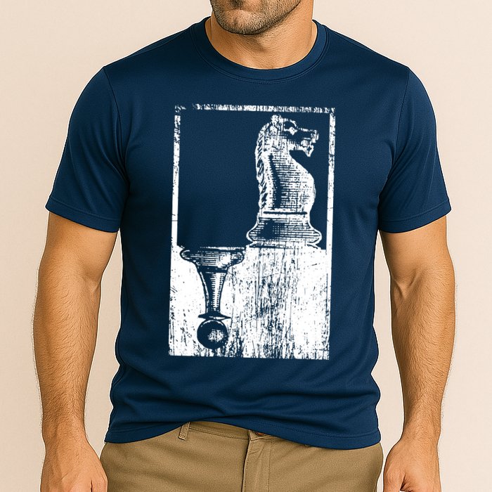 Vintage Pawn And Knight Shadow Chess Performance Shirt