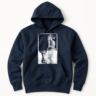 Vintage Pawn And Knight Shadow Chess Hoodie