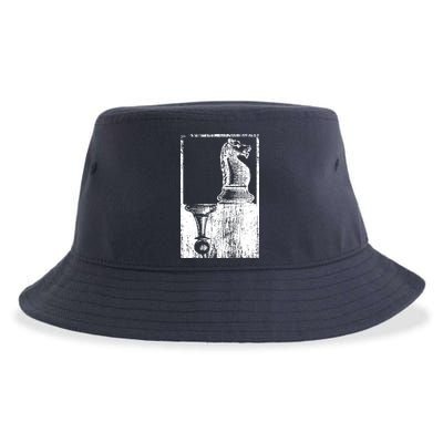 Vintage Pawn And Knight Shadow Chess Sustainable Bucket Hat