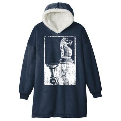 Vintage Pawn And Knight Shadow Chess Hooded Wearable Blanket