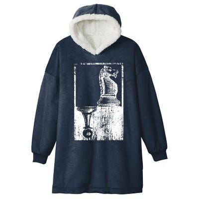 Vintage Pawn And Knight Shadow Chess Hooded Wearable Blanket