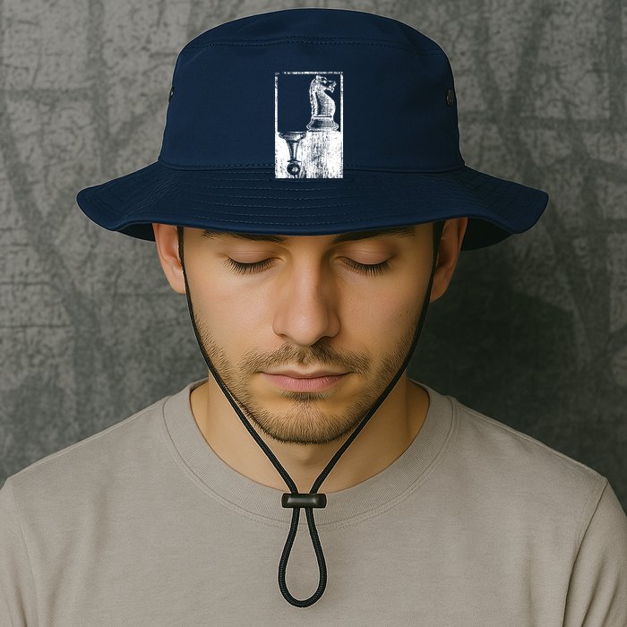 Vintage Pawn And Knight Shadow Chess Bucket Hat