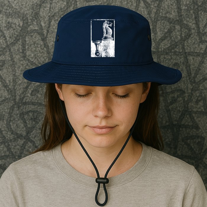 Vintage Pawn And Knight Shadow Chess Bucket Hat
