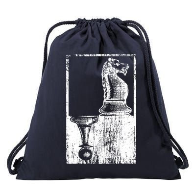 Vintage Pawn And Knight Shadow Chess Drawstring Bag
