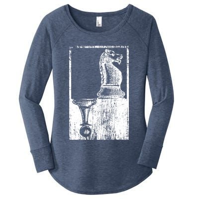 Vintage Pawn And Knight Shadow Chess Women's Perfect Tri Tunic Long Sleeve Shirt