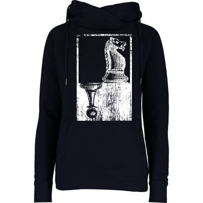 Vintage Pawn And Knight Shadow Chess Womens Funnel Neck Pullover Hood