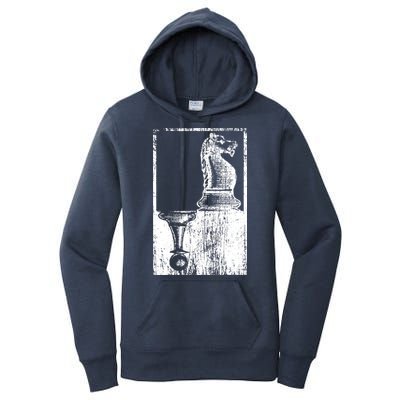 Vintage Pawn And Knight Shadow Chess Women's Pullover Hoodie