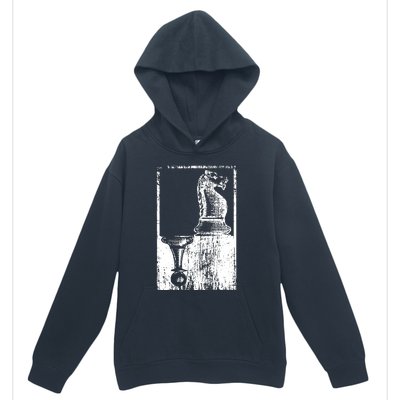 Vintage Pawn And Knight Shadow Chess Urban Pullover Hoodie