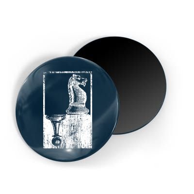 Vintage Pawn And Knight Shadow Chess Magnet