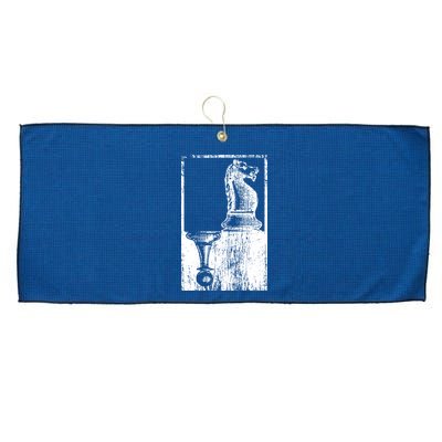 Vintage Pawn And Knight Shadow Chess Large Microfiber Waffle Golf Towel