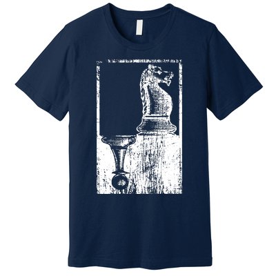 Vintage Pawn And Knight Shadow Chess Premium T-Shirt