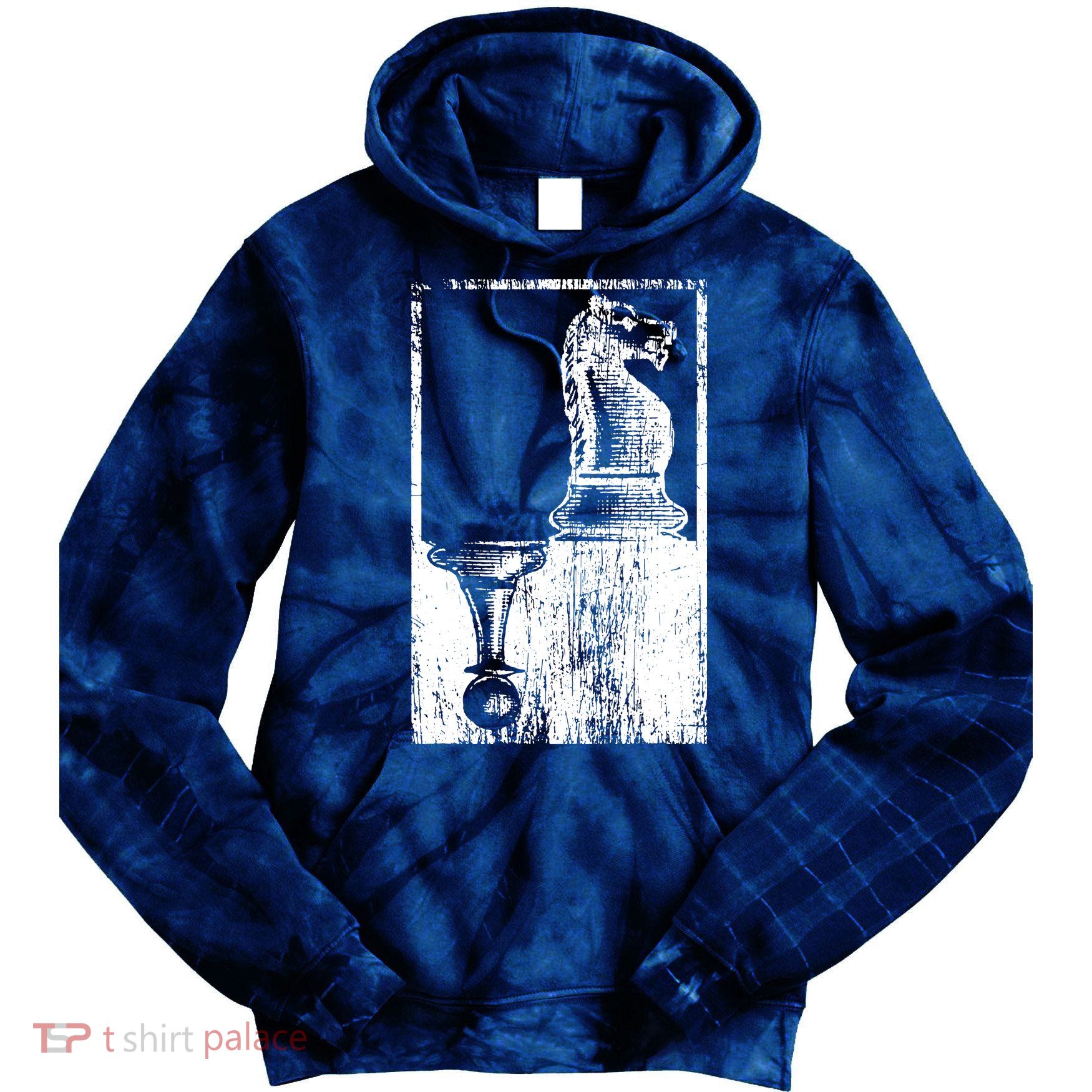 Vintage Pawn And Knight Shadow Chess Tie Dye Hoodie