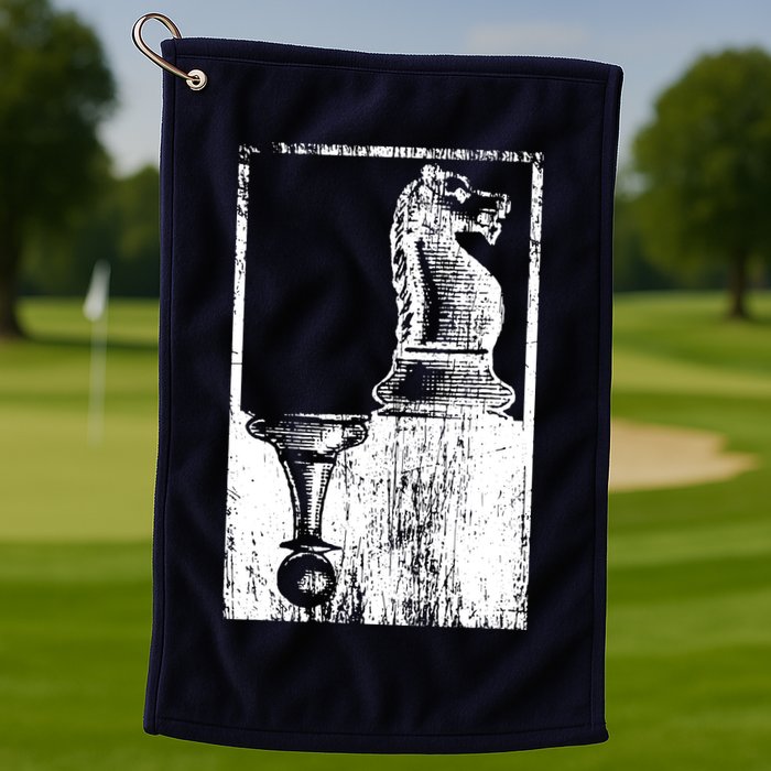 Vintage Pawn And Knight Shadow Chess Golf Towel
