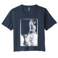 Vintage Pawn And Knight Shadow Chess Crop Top