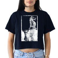 Vintage Pawn And Knight Shadow Chess Crop Top