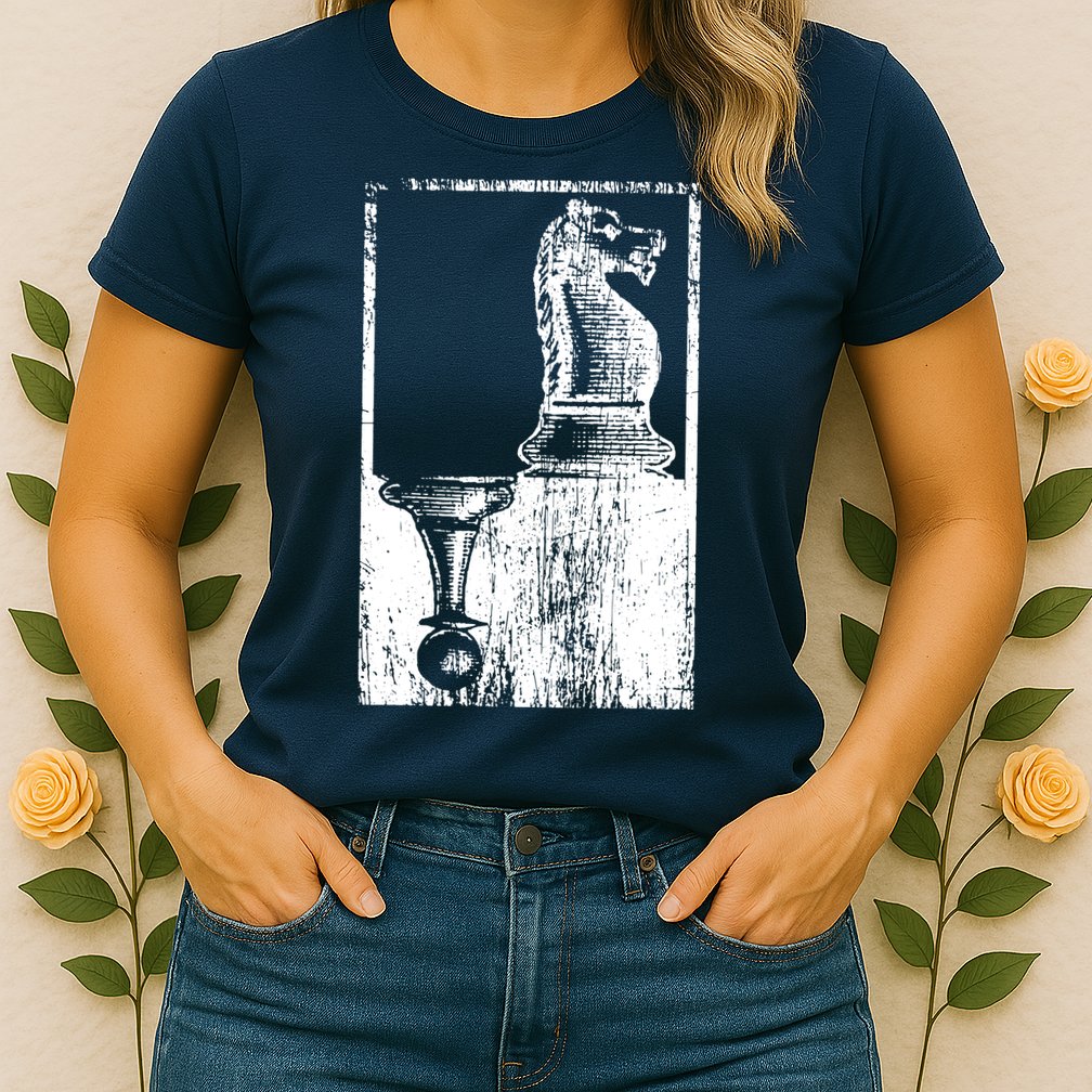 Vintage Pawn And Knight Shadow Chess Womens T-Shirt