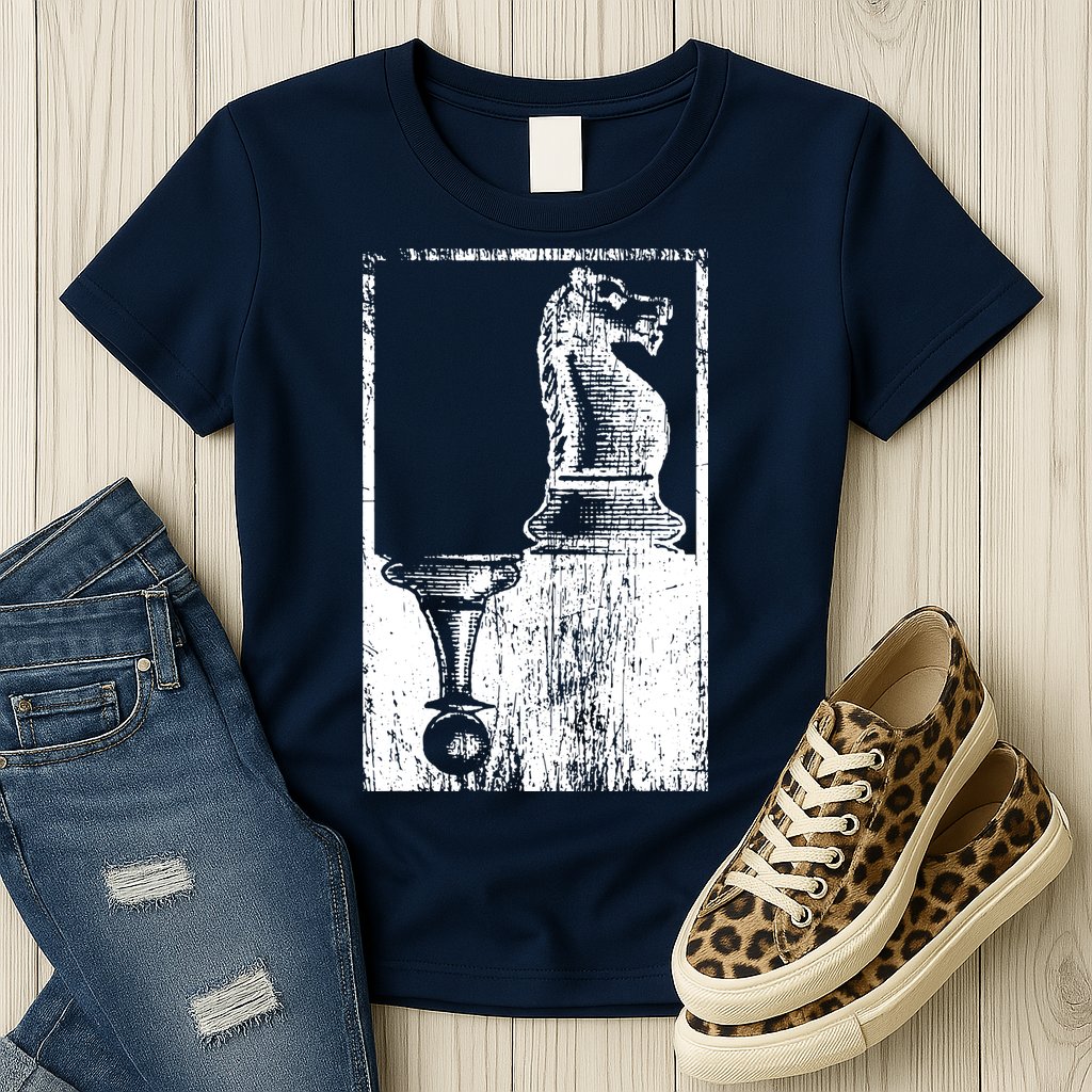 Vintage Pawn And Knight Shadow Chess Womens T-Shirt