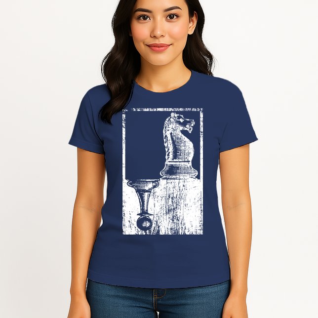 Vintage Pawn And Knight Shadow Chess Womens T-Shirt