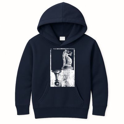 Vintage Pawn And Knight Shadow Chess Kids Hoodie