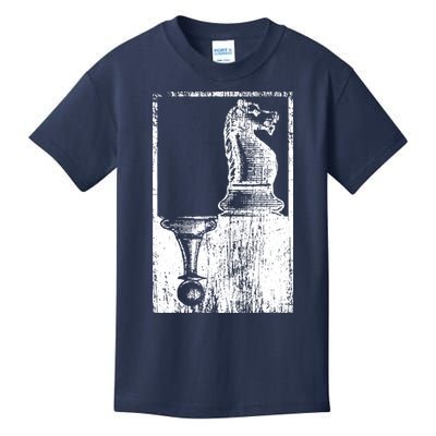 Vintage Pawn And Knight Shadow Chess Kids T-Shirt