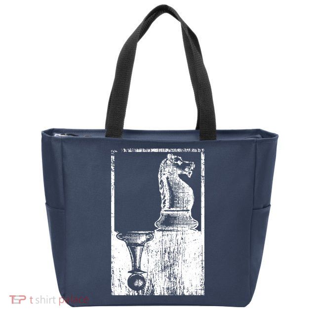 Vintage Pawn And Knight Shadow Chess Zip Tote Bag