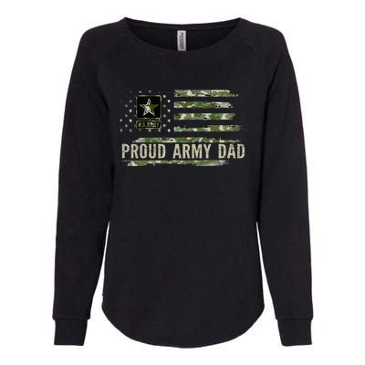 Vintage Proud Army Dad Camo American Flag Veteran Gift Womens California Wash Sweatshirt