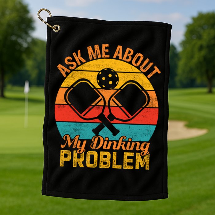 Vintage Pickleball Ask Me About My Pickleball Gift Golf Towel