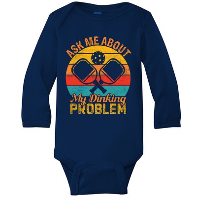 Vintage Pickleball Ask Me About My Pickleball Gift Baby Long Sleeve Bodysuit