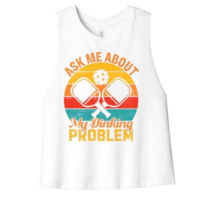 Vintage Pickleball Ask Me About My Pickleball Gift Women's Racerback Cropped Tank