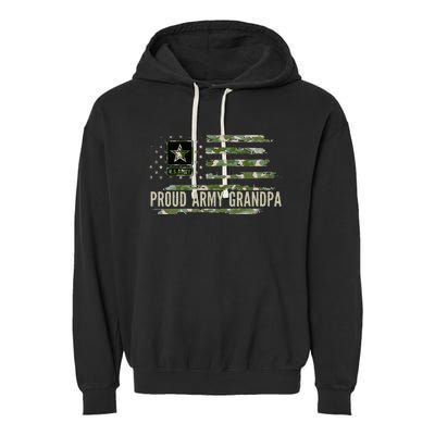 Vintage Proud Army Grandpa Camo American Flag Veteran Gift Garment-Dyed Fleece Hoodie