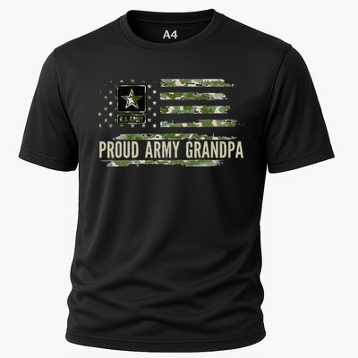 Vintage Proud Army Grandpa Camo American Flag Veteran Gift Cooling Performance Crew T-Shirt