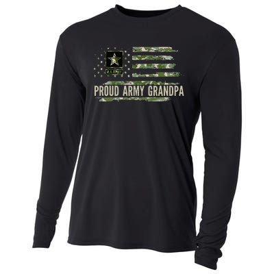 Vintage Proud Army Grandpa Camo American Flag Veteran Gift Cooling Performance Long Sleeve Crew