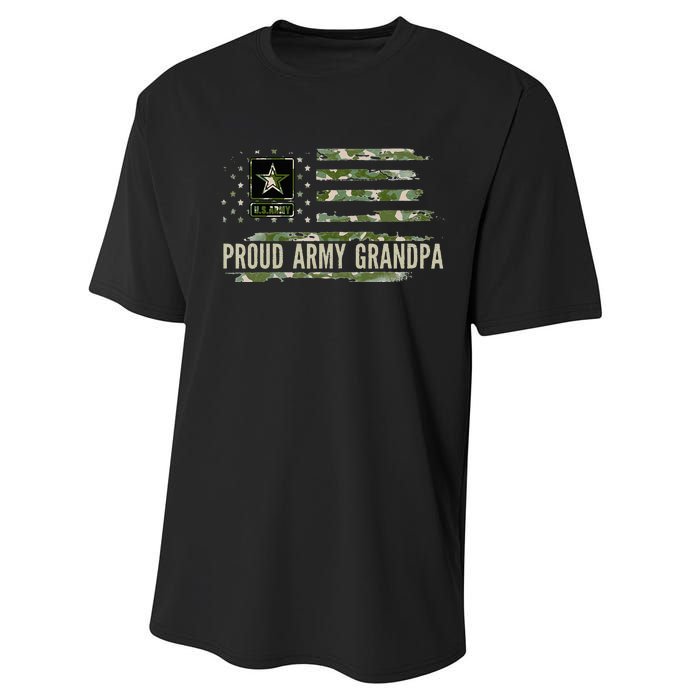 Vintage Proud Army Grandpa Camo American Flag Veteran Gift Performance Sprint T-Shirt