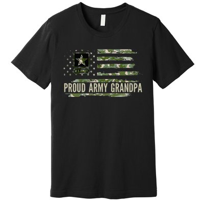 Vintage Proud Army Grandpa Camo American Flag Veteran Gift Premium T-Shirt