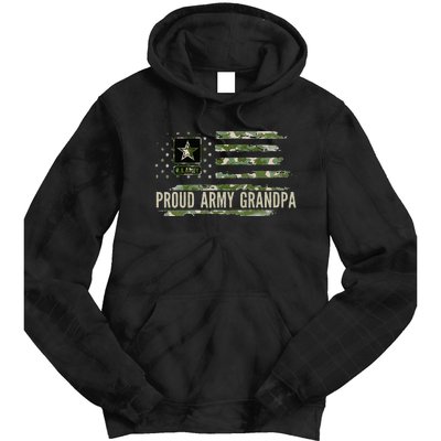 Vintage Proud Army Grandpa Camo American Flag Veteran Gift Tie Dye Hoodie