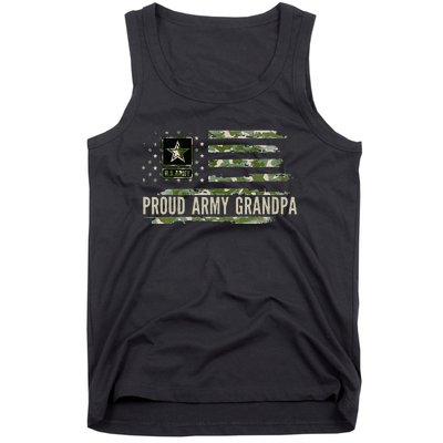 Vintage Proud Army Grandpa Camo American Flag Veteran Gift Tank Top