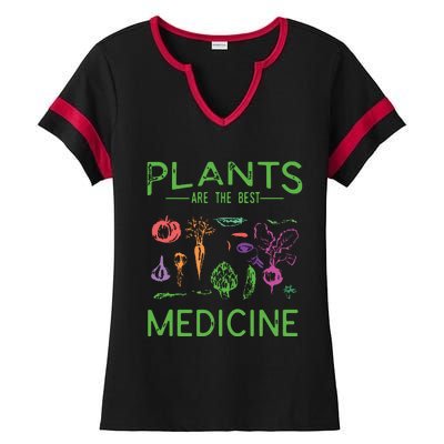 Vegan Plants Are The Best Medicine WFPBD Plant Based Ladies Halftime Notch Neck Tee