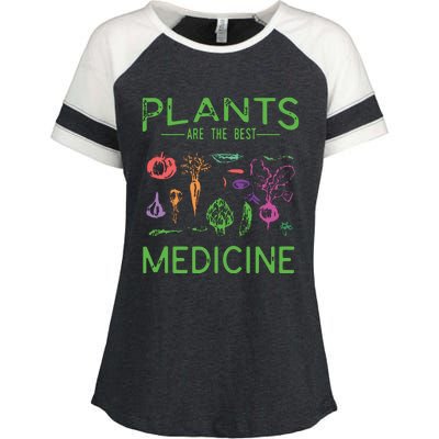 Vegan Plants Are The Best Medicine WFPBD Plant Based Enza Ladies Jersey Colorblock Tee