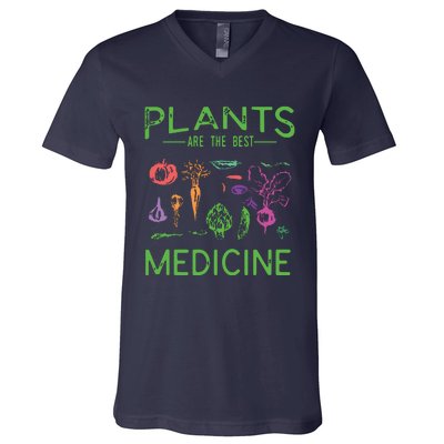 Vegan Plants Are The Best Medicine WFPBD Plant Based V-Neck T-Shirt