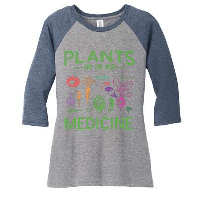 Vegan Plants Are The Best Medicine WFPBD Plant Based Women's Tri-Blend 3/4-Sleeve Raglan Shirt