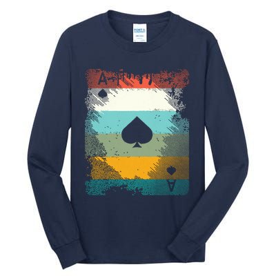 Vintage Poker Ace Of Spades Retro Cards Tall Long Sleeve T-Shirt