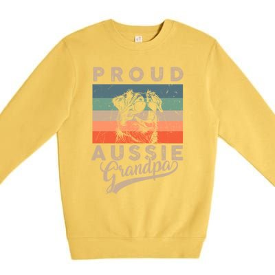 Vintage Proud Aussie Dog Grandpa Dog Owner FatherS Day Xmas Gift Premium Crewneck Sweatshirt