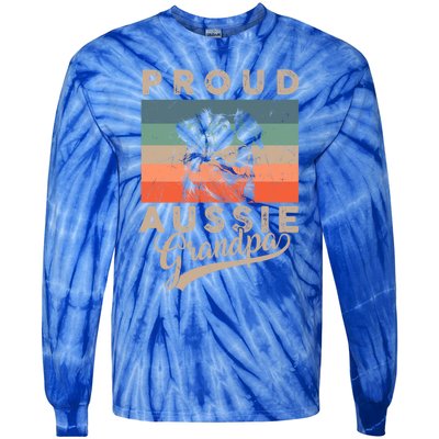 Vintage Proud Aussie Dog Grandpa Dog Owner FatherS Day Xmas Gift Tie-Dye Long Sleeve Shirt