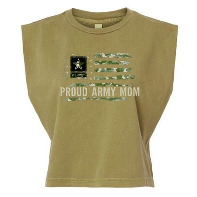 Vintage Proud Army Mom Camo American Flag Veteran Gift Garment-Dyed Women's Muscle Tee