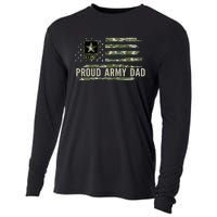 Vintage Proud Army Dad Camo American Flag Veteran Gift Cooling Performance Long Sleeve Crew